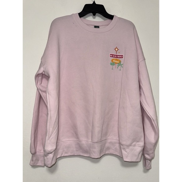 Wild Fable Women's Oversized Graphic Pullover Sweatshirt, M - Light Pink - Picture 6 of 14